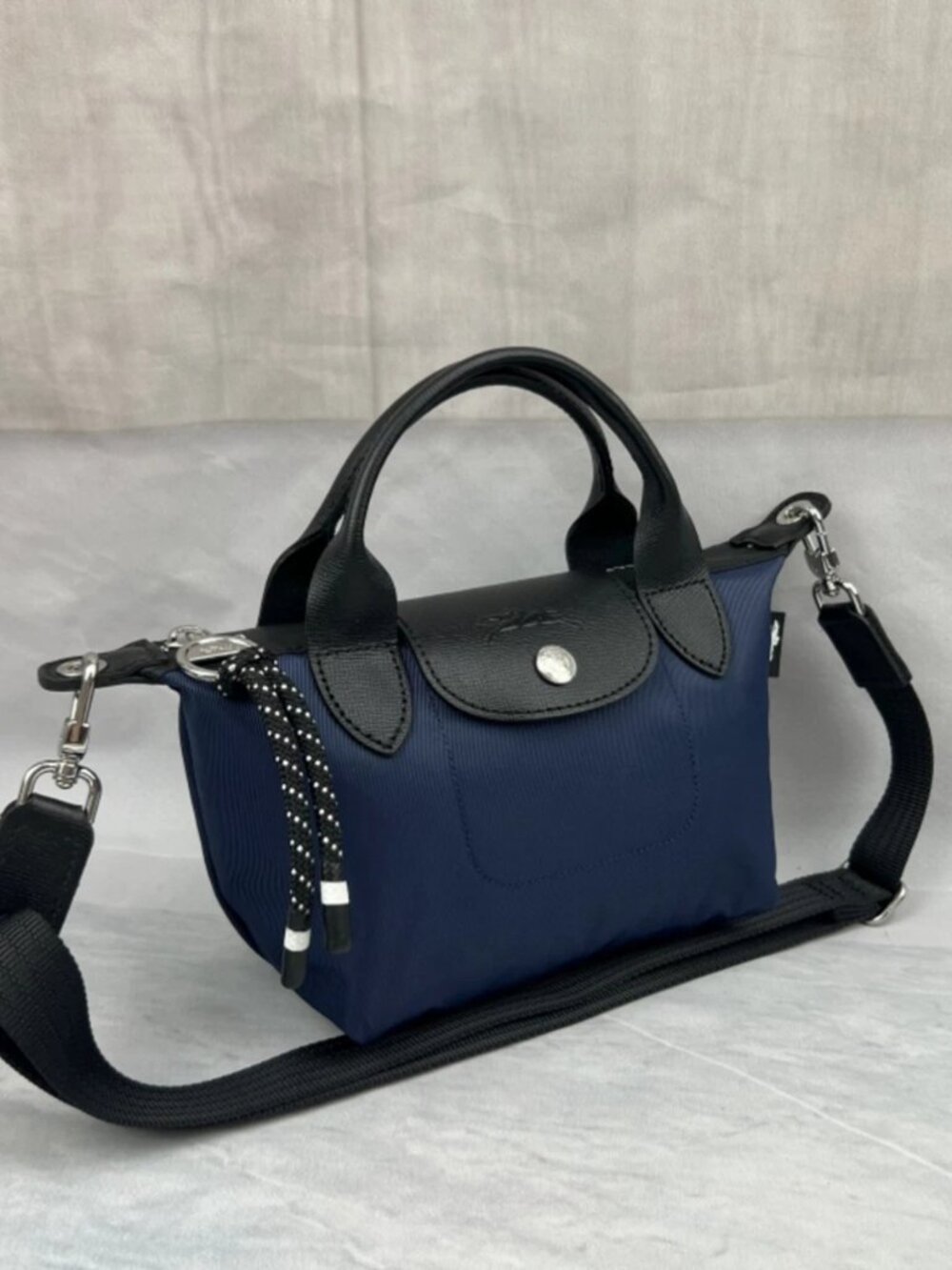 Dark Blue Le Pliage Style Energy Tote Crossbody Bag